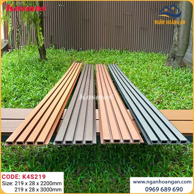 Tấm Ốp Lam Sóng Gỗ Nhựa Ngoài Trời Kosmos K4S219X3M Coffee